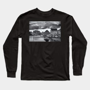 Peggys Cove in Black & White Long Sleeve T-Shirt